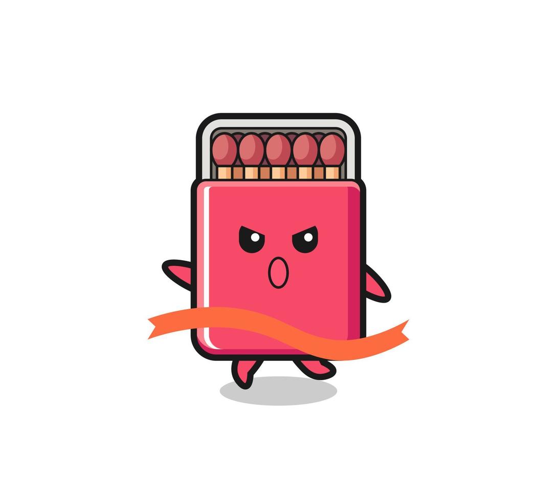 cute matches box illustration is reaching the finish vector