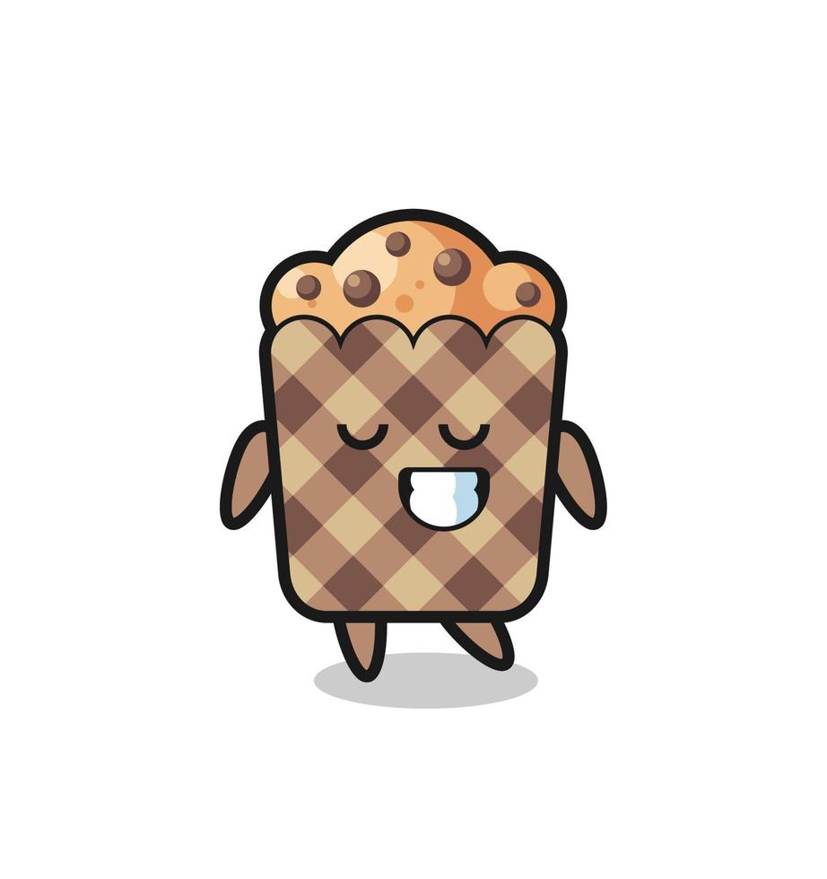 muffin cartoon illustration with a shy expression vector