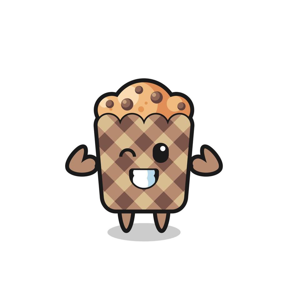 the muscular muffin character is posing showing his muscles vector