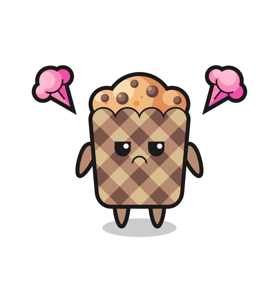 annoyed expression of the cute muffin cartoon character vector