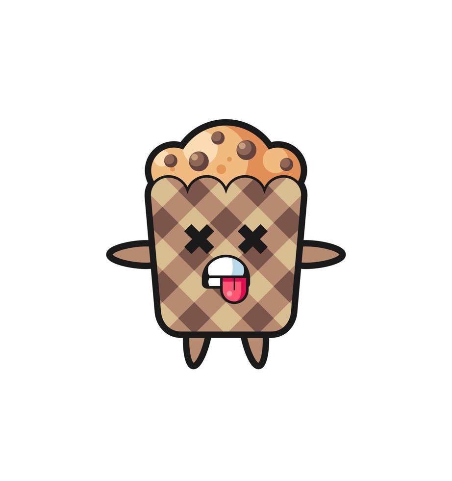 character of the cute muffin with dead pose vector
