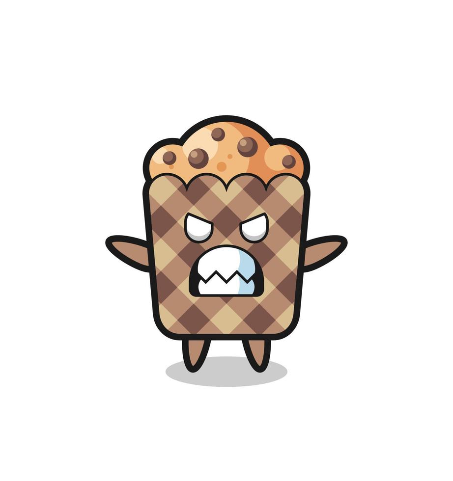 wrathful expression of the muffin mascot character vector