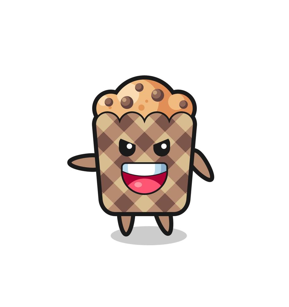 muffin cartoon with very excited pose vector