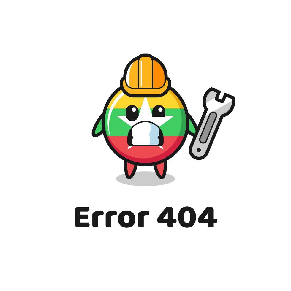 error 404 with the cute myanmar flag mascot vector