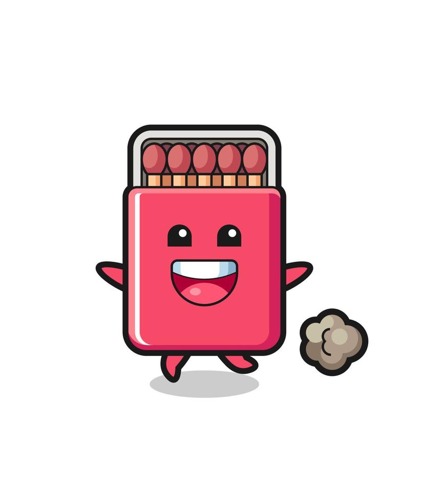 the happy matches box cartoon with running pose vector