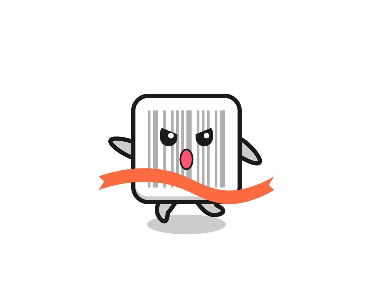 cute barcode illustration is reaching the finish vector