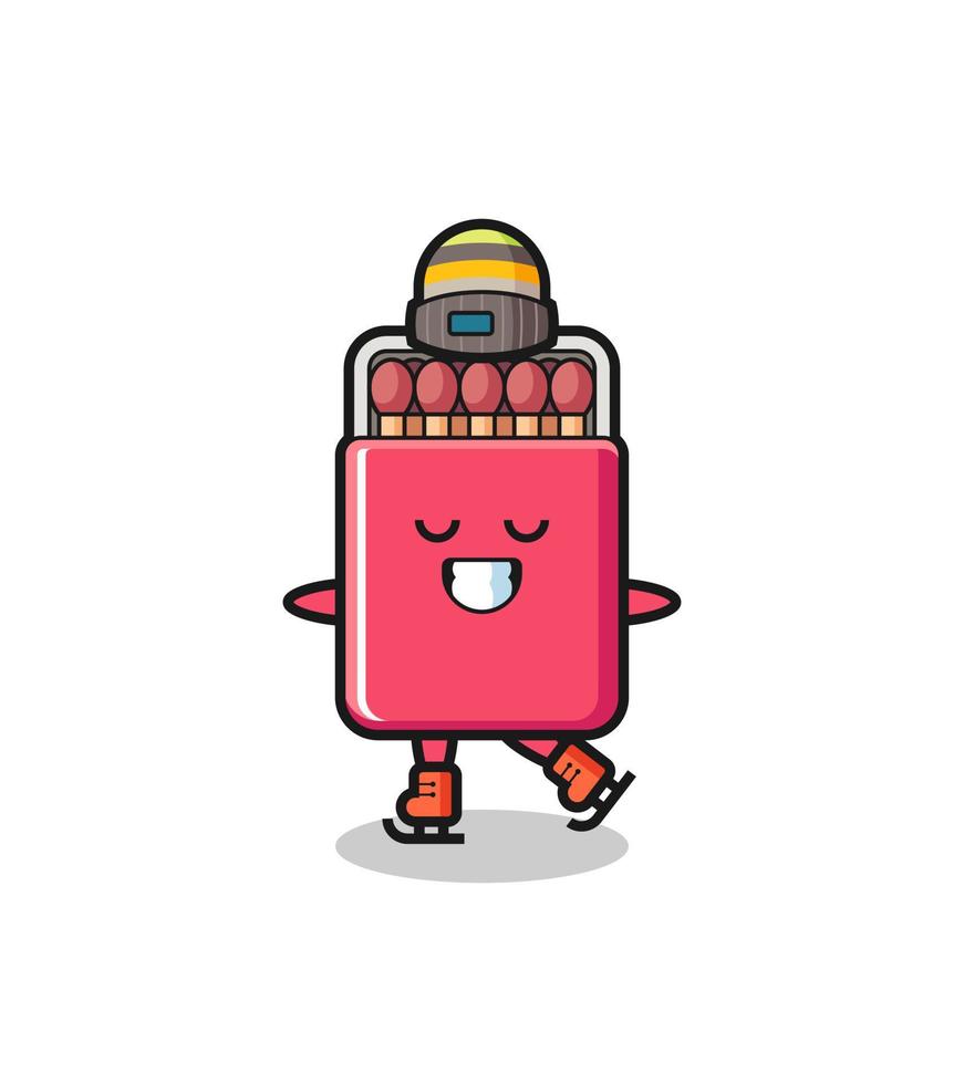 matches box cartoon as an ice skating player doing perform vector