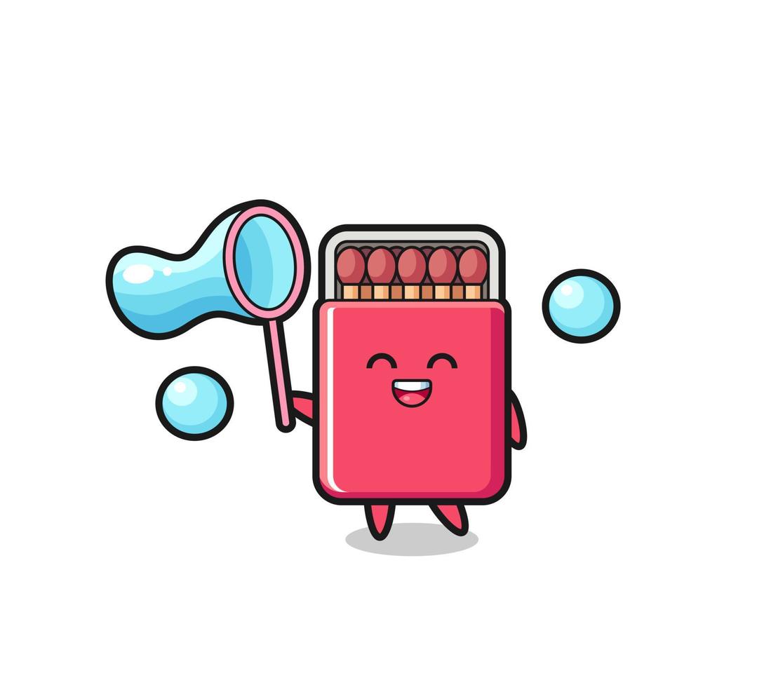 happy matches box cartoon playing soap bubble vector