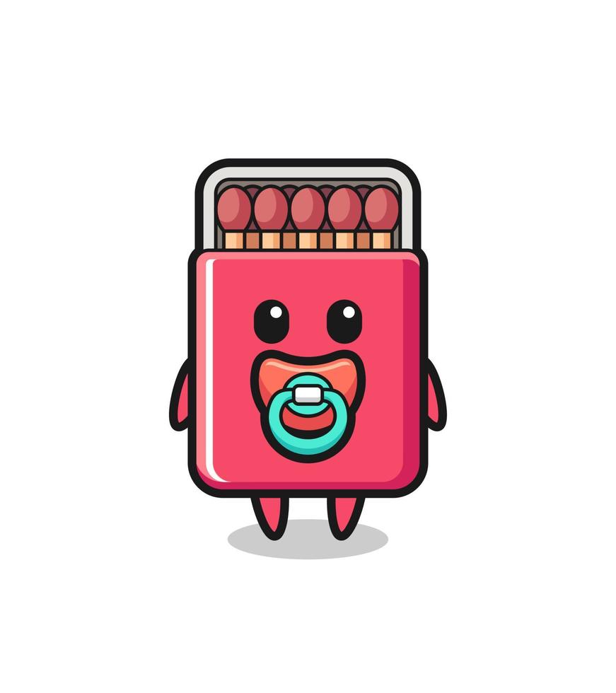 personaje de dibujos animados de caja de fósforos de bebé con chupete vector