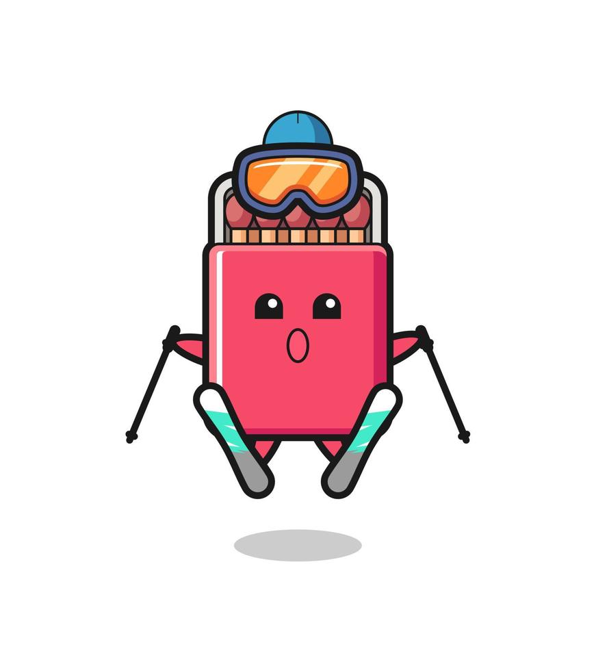 matches box mascot character as a ski player vector