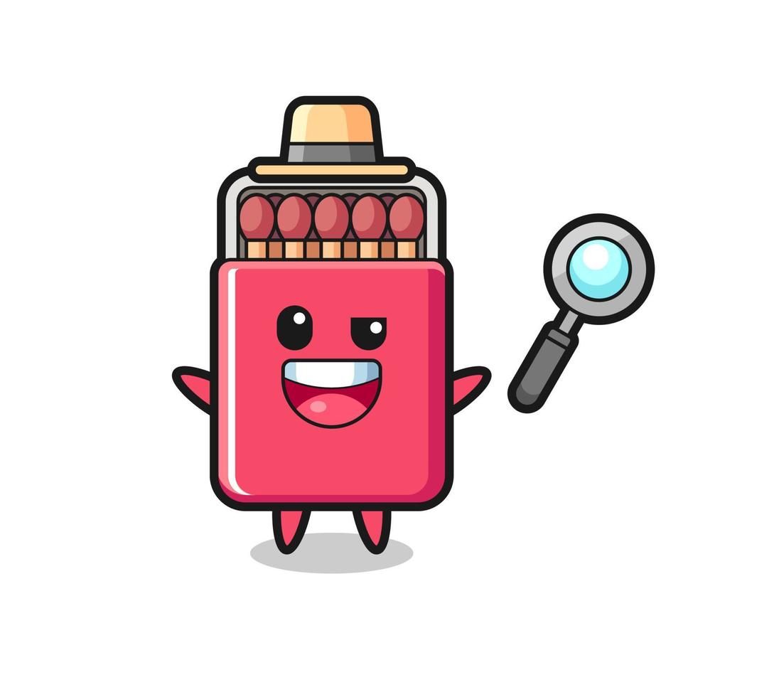 illustration of the matches box mascot as a detective who manages to solve a case vector