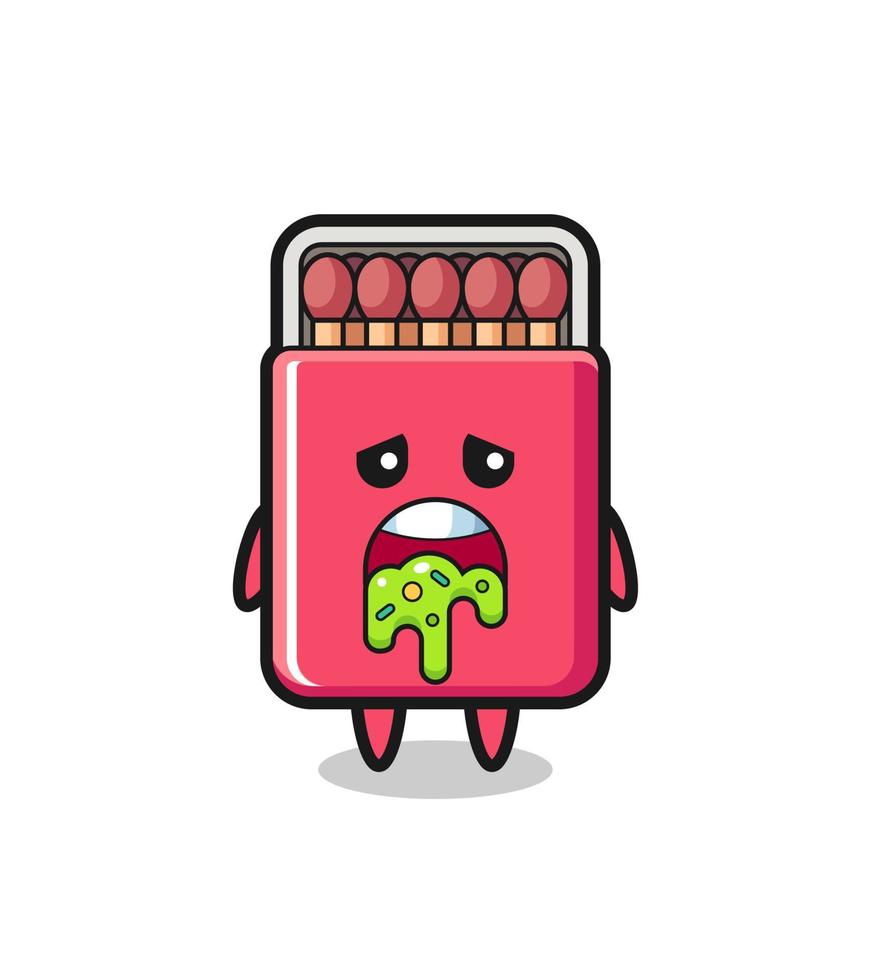 the cute matches box character with puke vector