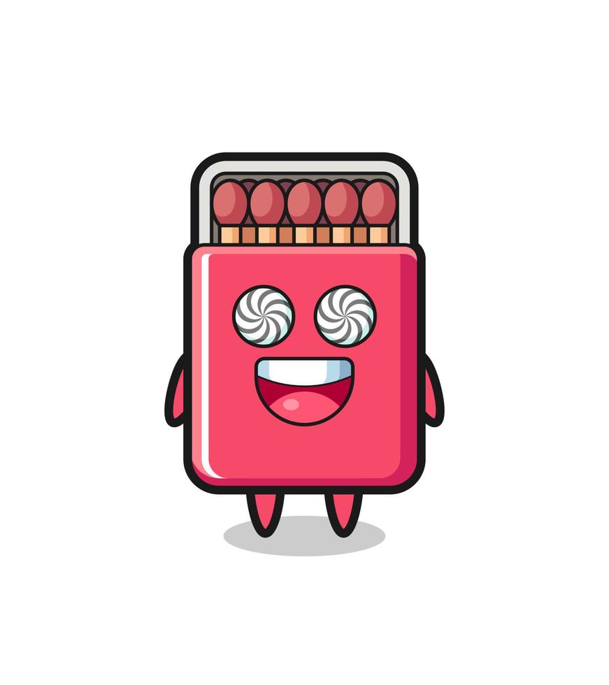 cute matches box character with hypnotized eyes vector