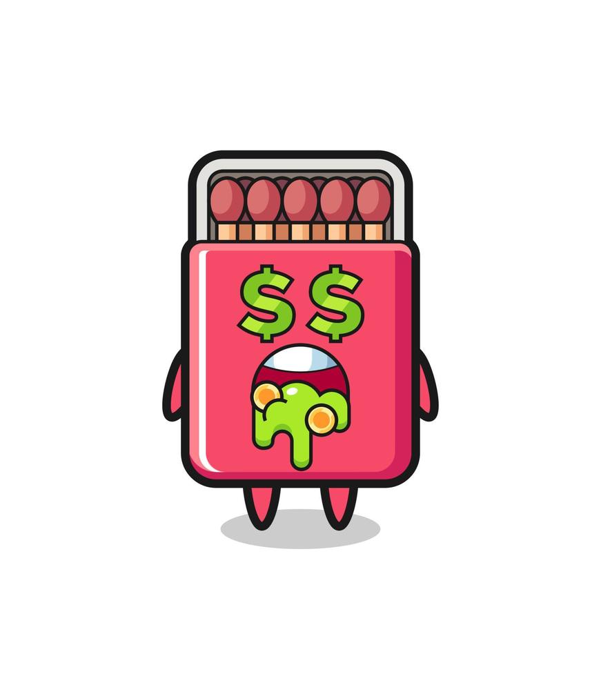 matches box character with an expression of crazy about money vector