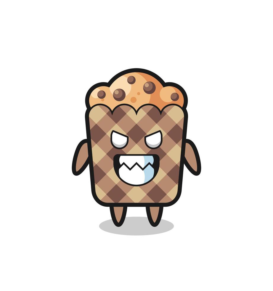 expresión malvada del personaje de la mascota linda muffin vector