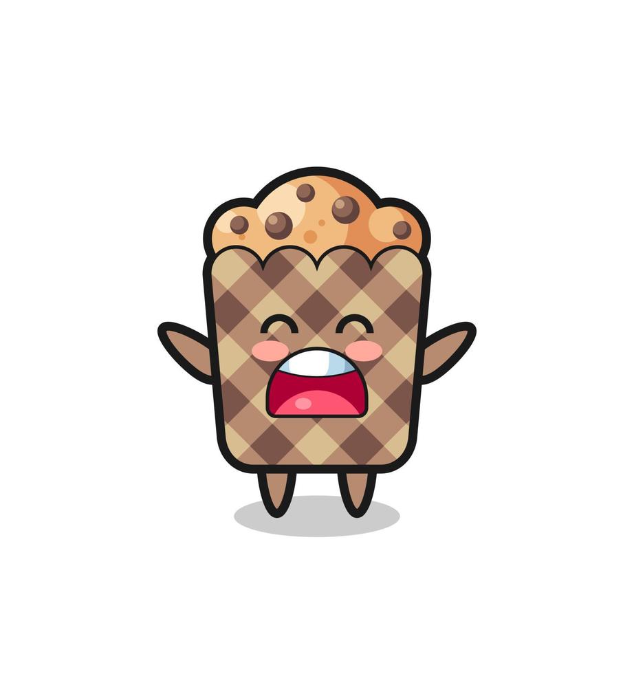 cute muffin mascot with a yawn expression vector