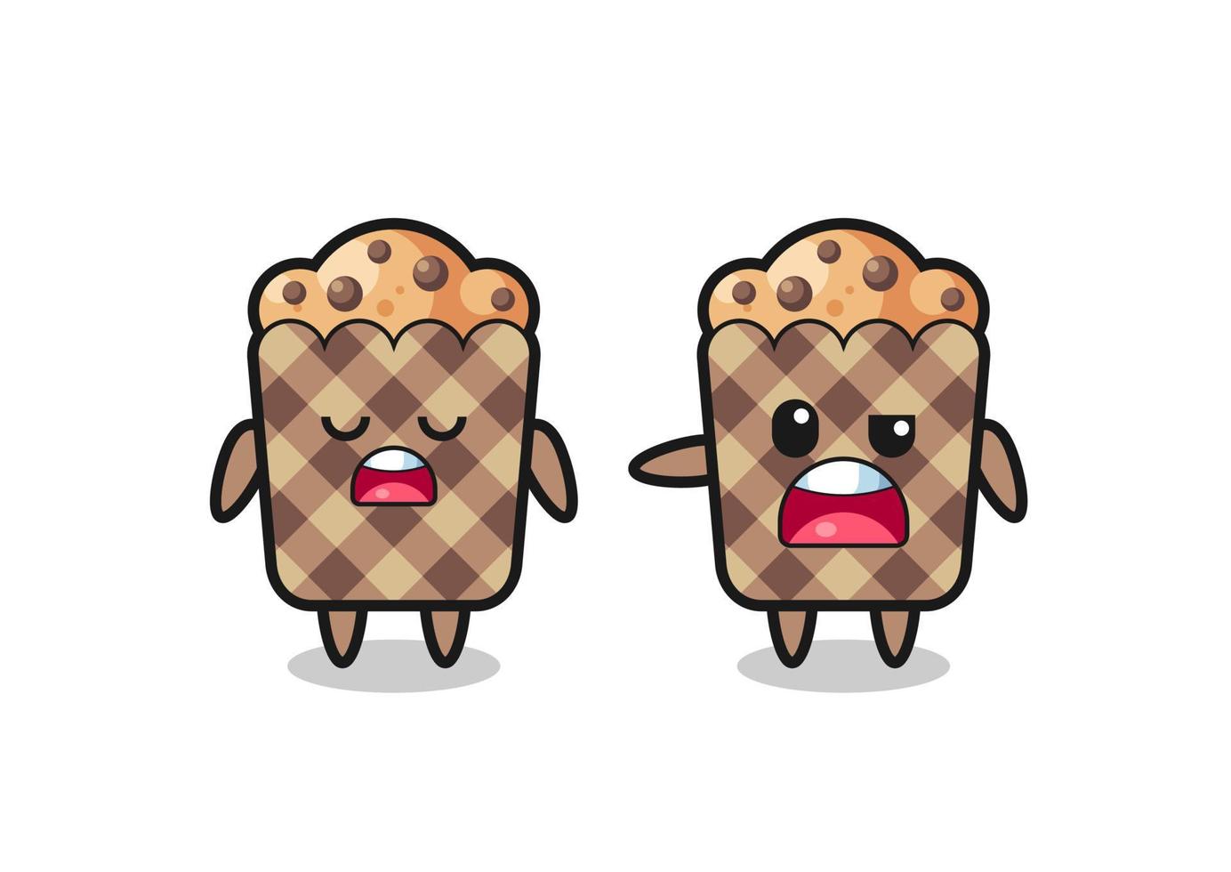 illustration of the argue between two cute muffin characters vector