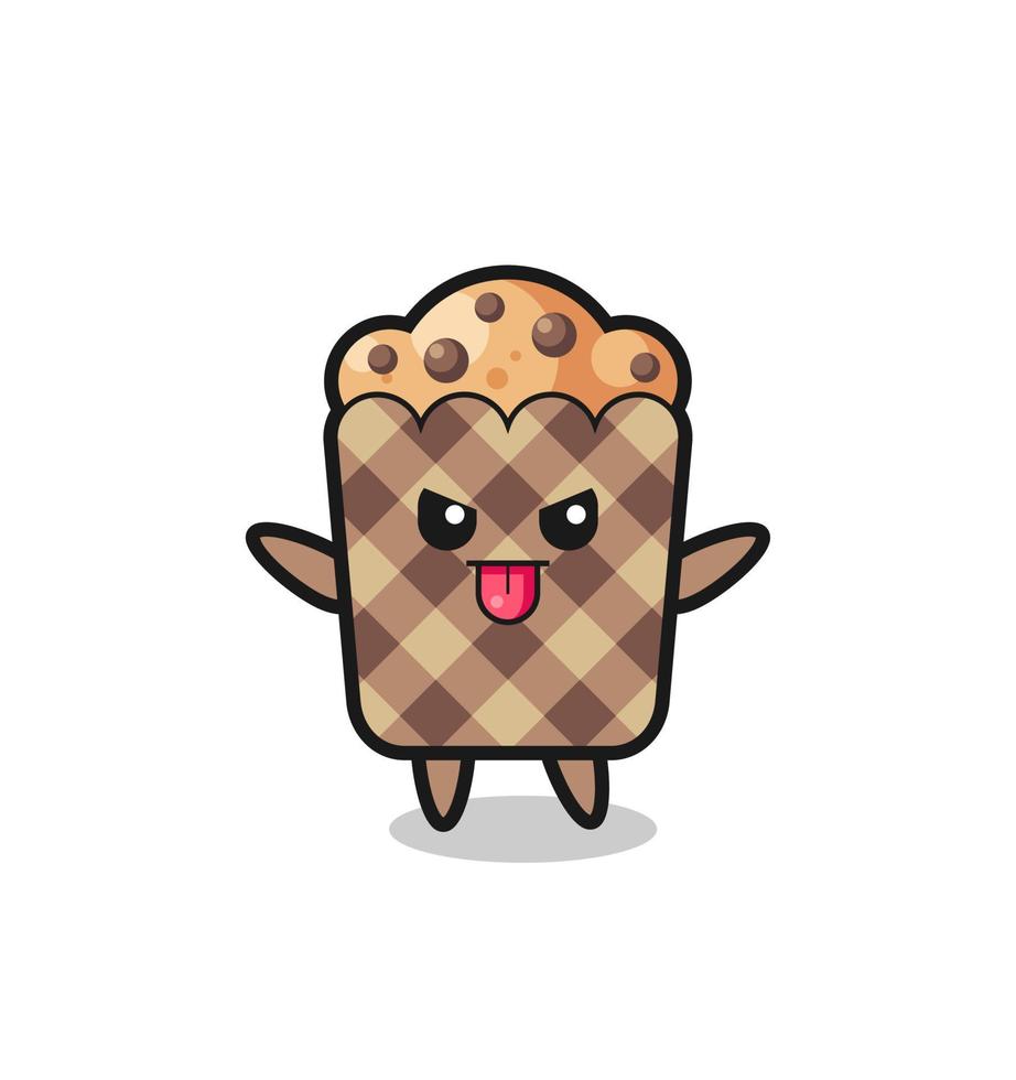 naughty muffin character in mocking pose vector