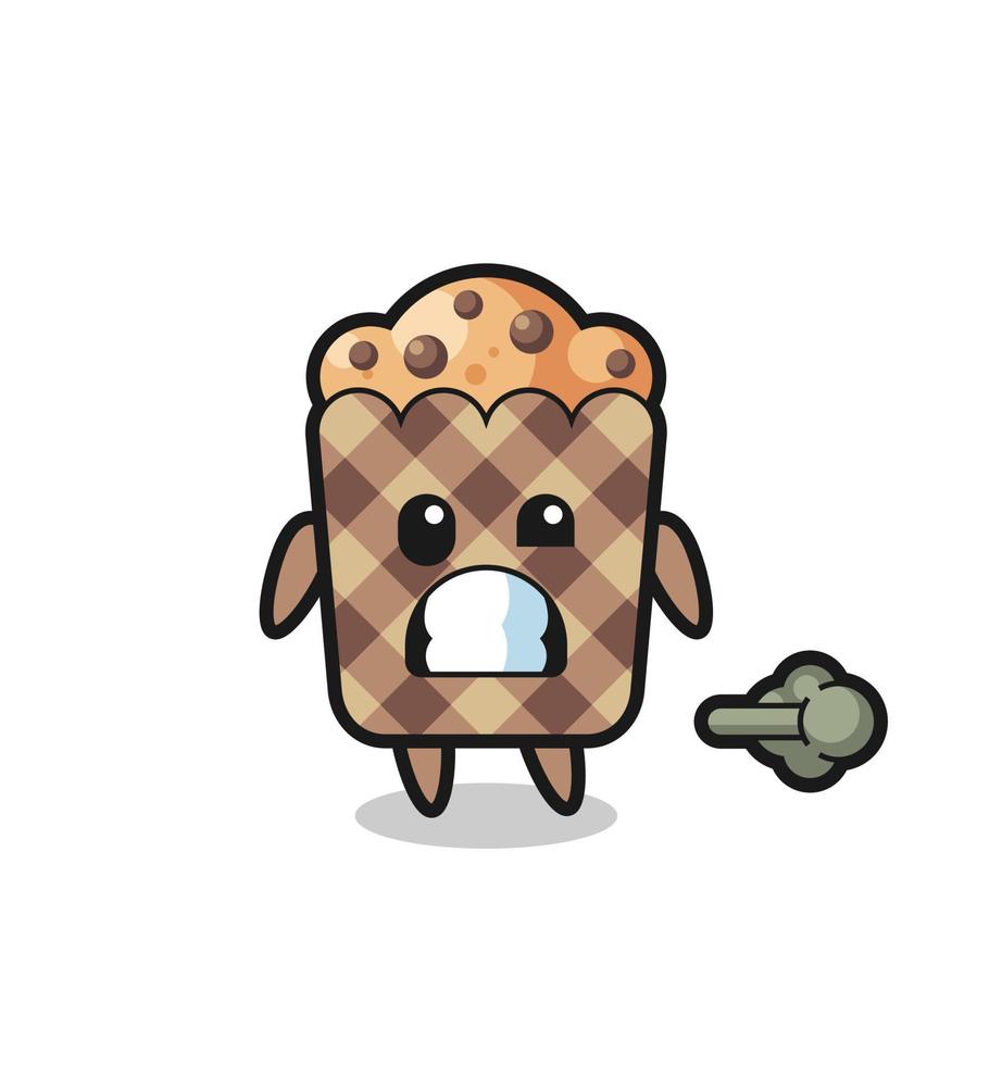 the illustration of the muffin cartoon doing fart vector