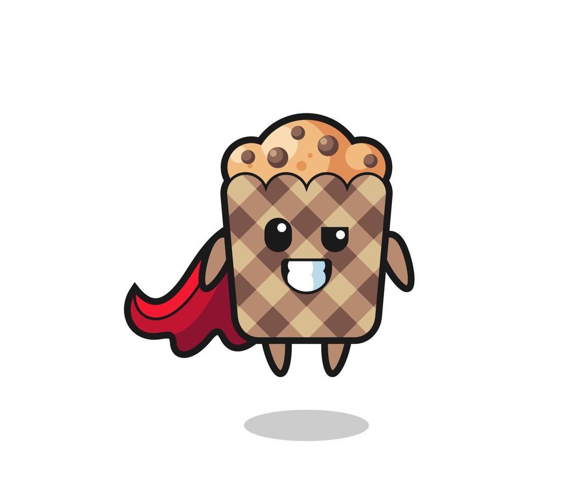 the cute muffin character as a flying superhero vector