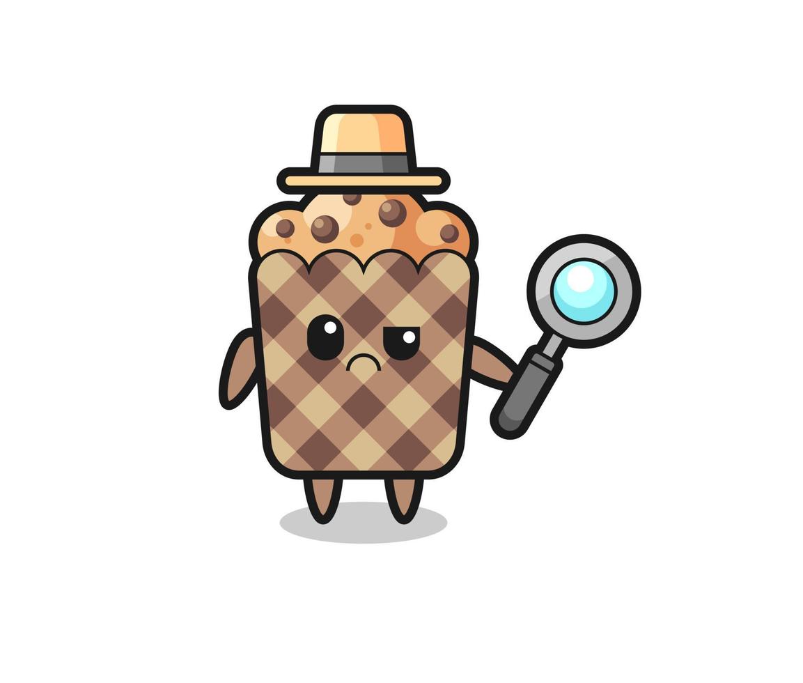 the mascot of cute muffin as a detective vector