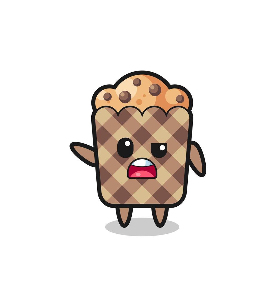 personaje de muffin de dibujos animados como árbitro de fútbol dando una tarjeta amarilla vector