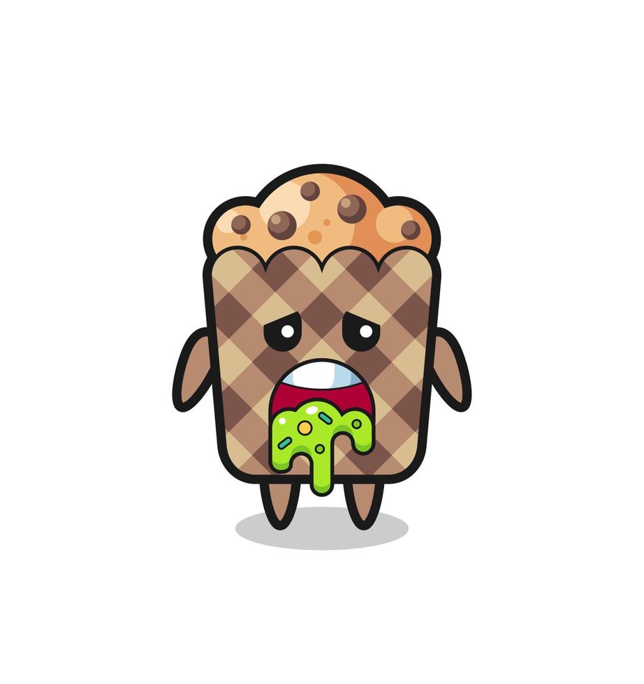 the cute muffin character with puke vector