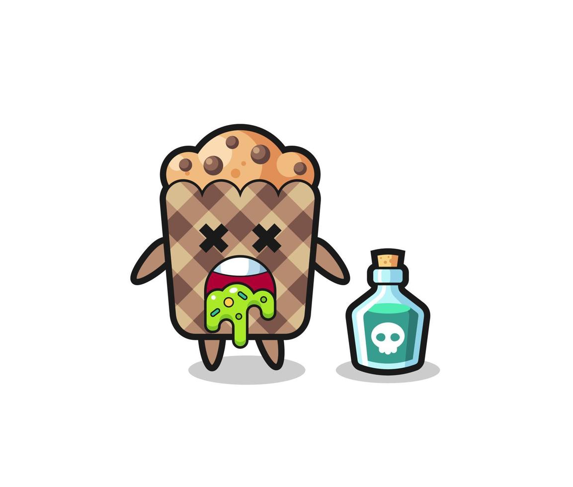 illustration of an muffin character vomiting due to poisoning vector