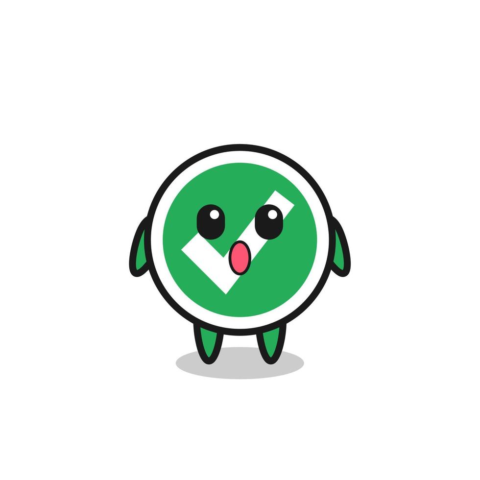 the amazed expression of the check mark cartoon vector