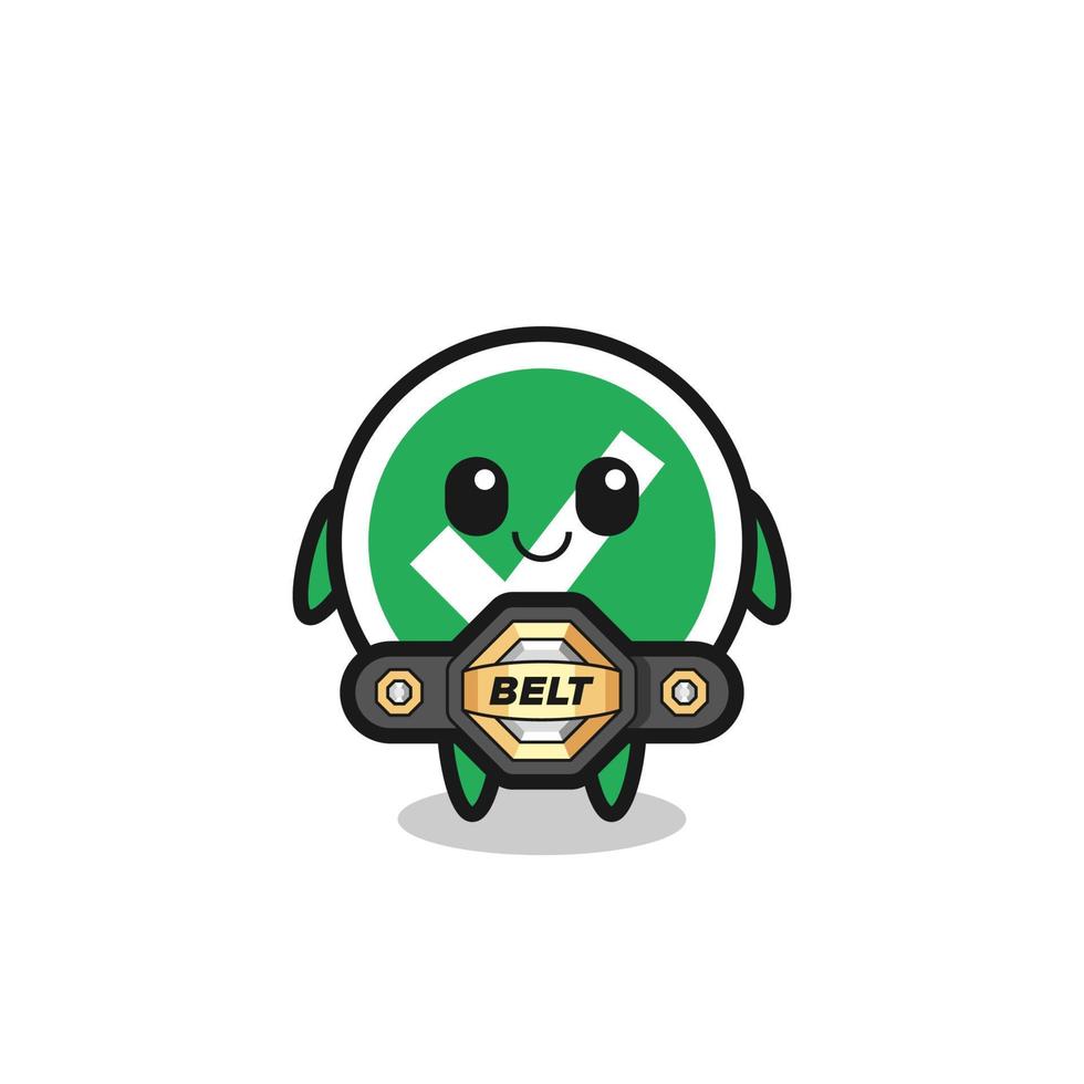 the MMA fighter check mark mascot with a belt vector