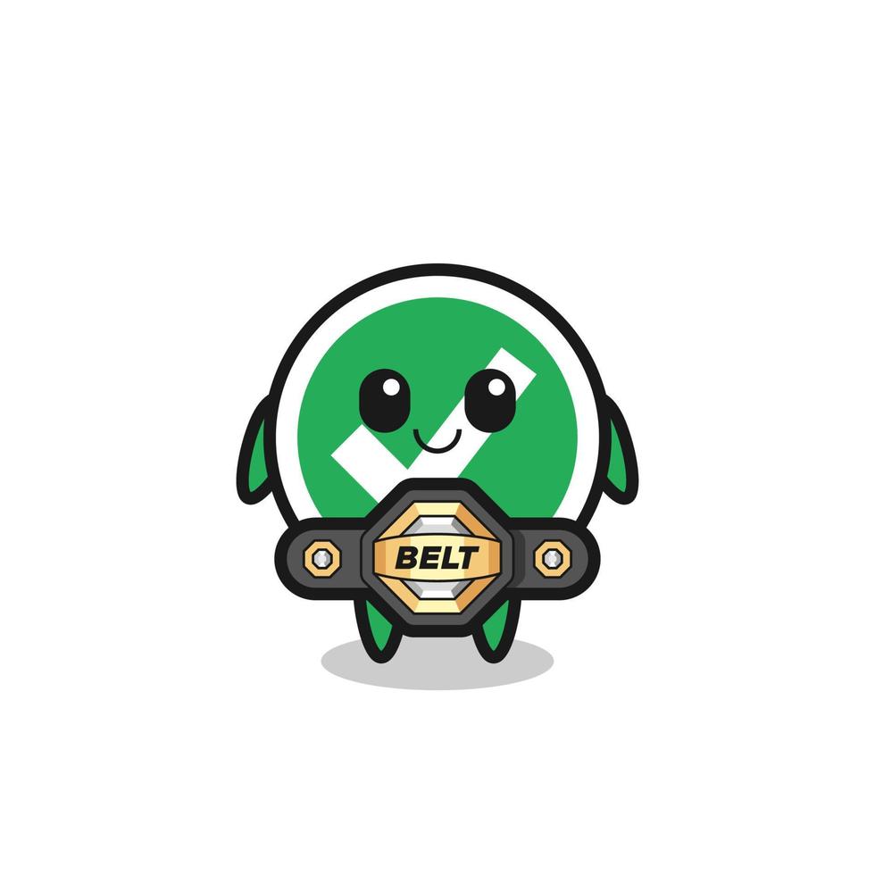 the MMA fighter check mark mascot with a belt vector