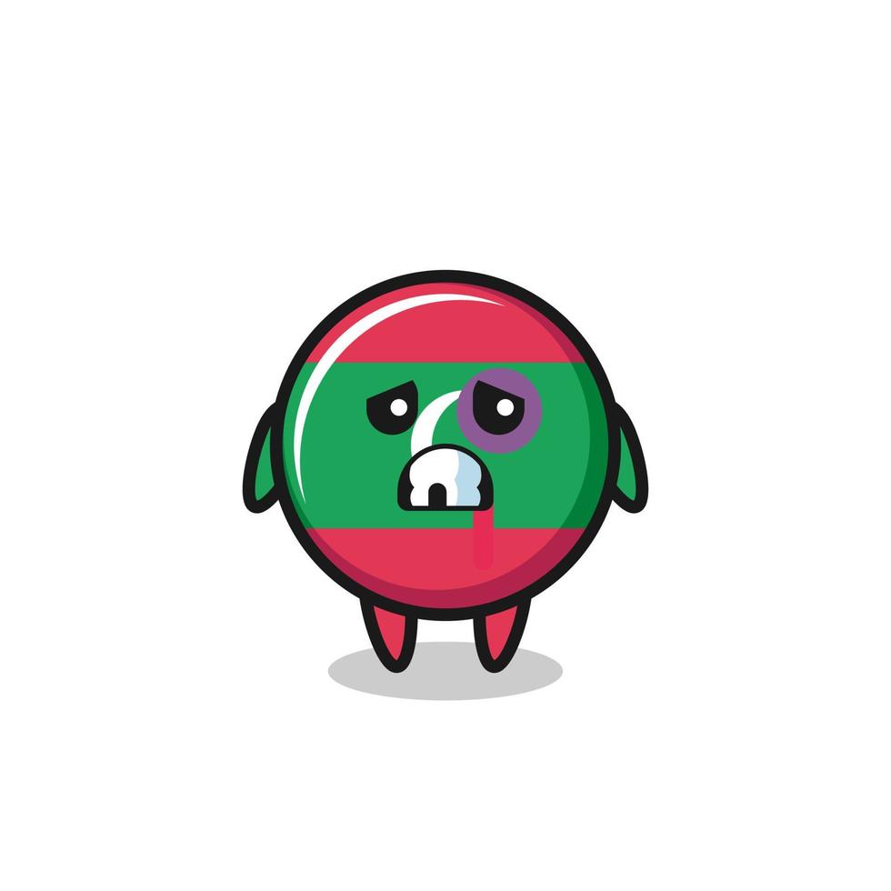 injured maldives flag character with a bruised face vector