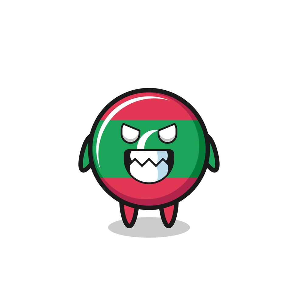 evil expression of the maldives flag cute mascot character vector