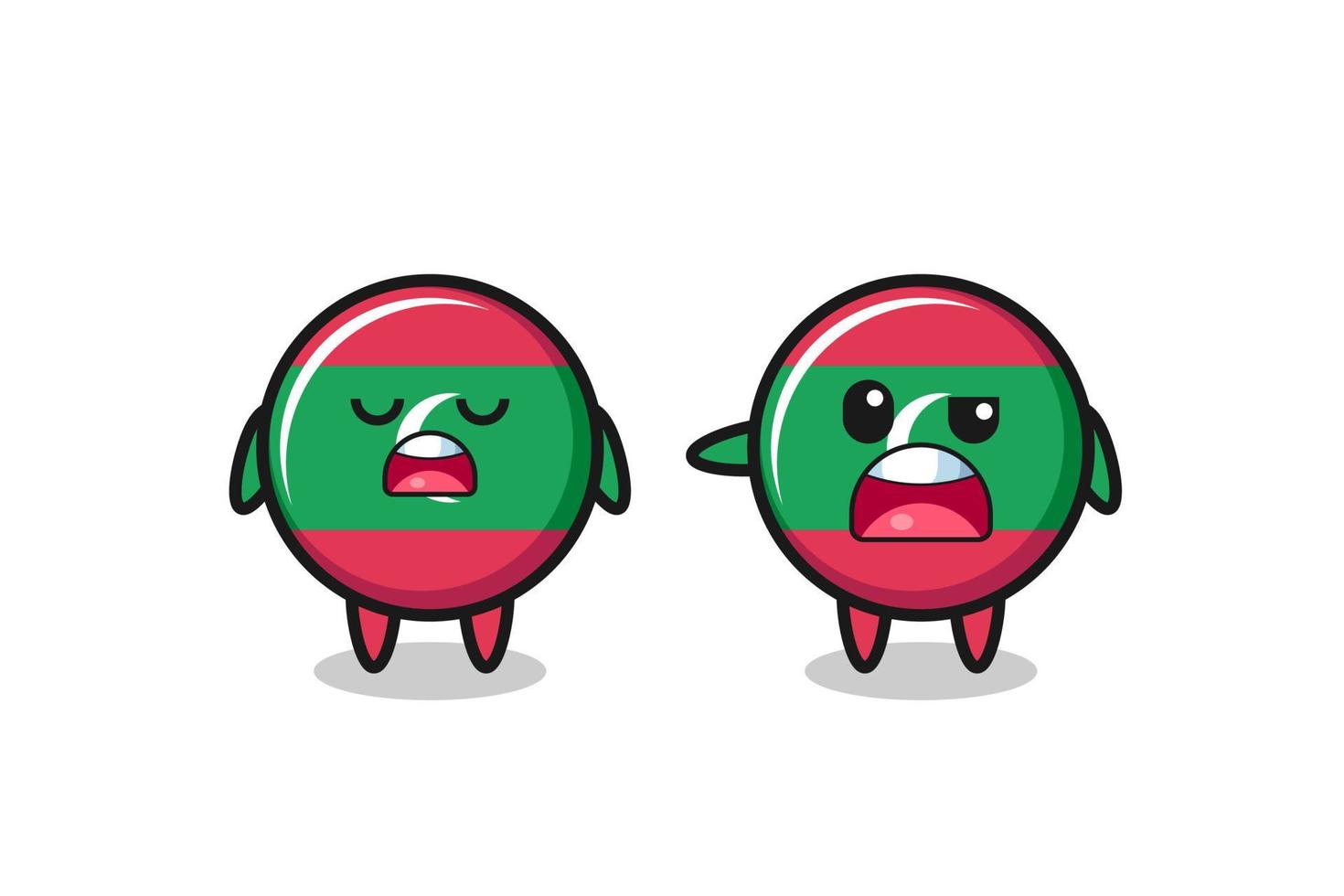 illustration of the argue between two cute maldives flag characters vector