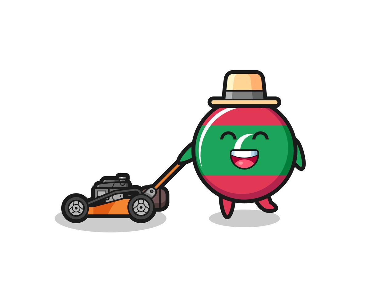 illustration of the maldives flag character using lawn mower vector