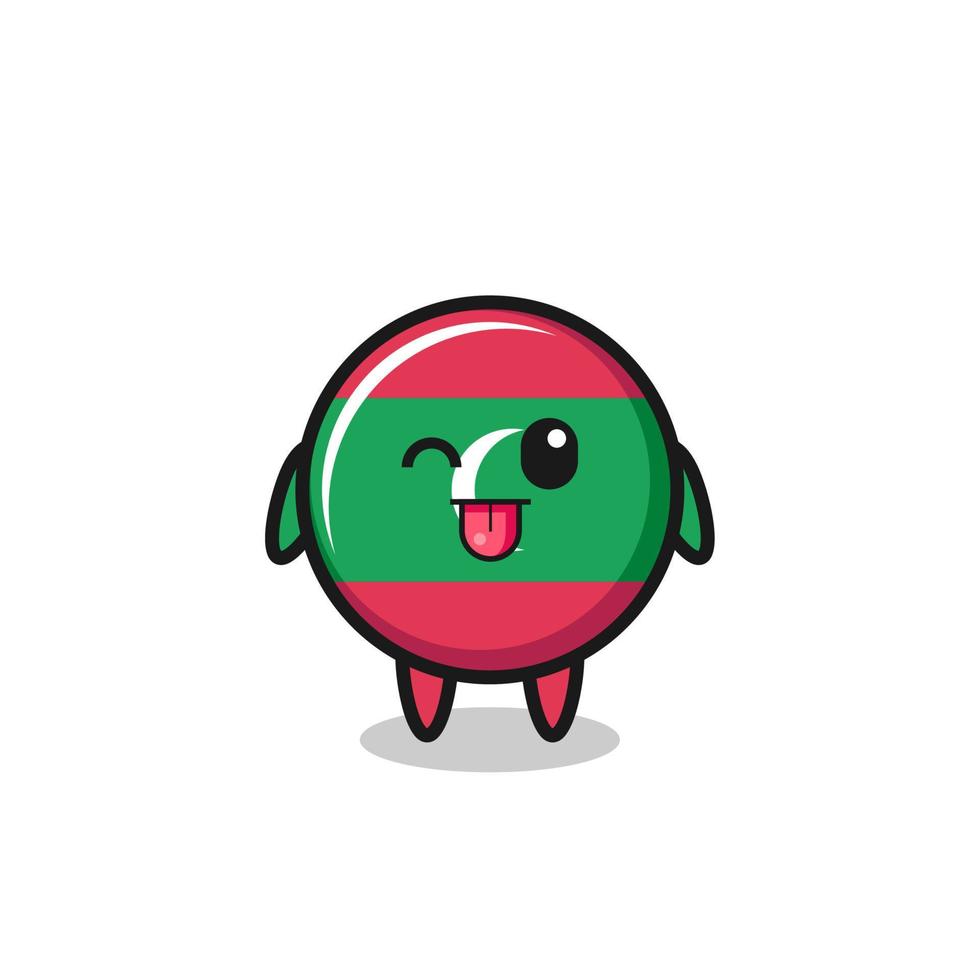 cute maldives flag character in sweet expression while sticking out her tongue vector