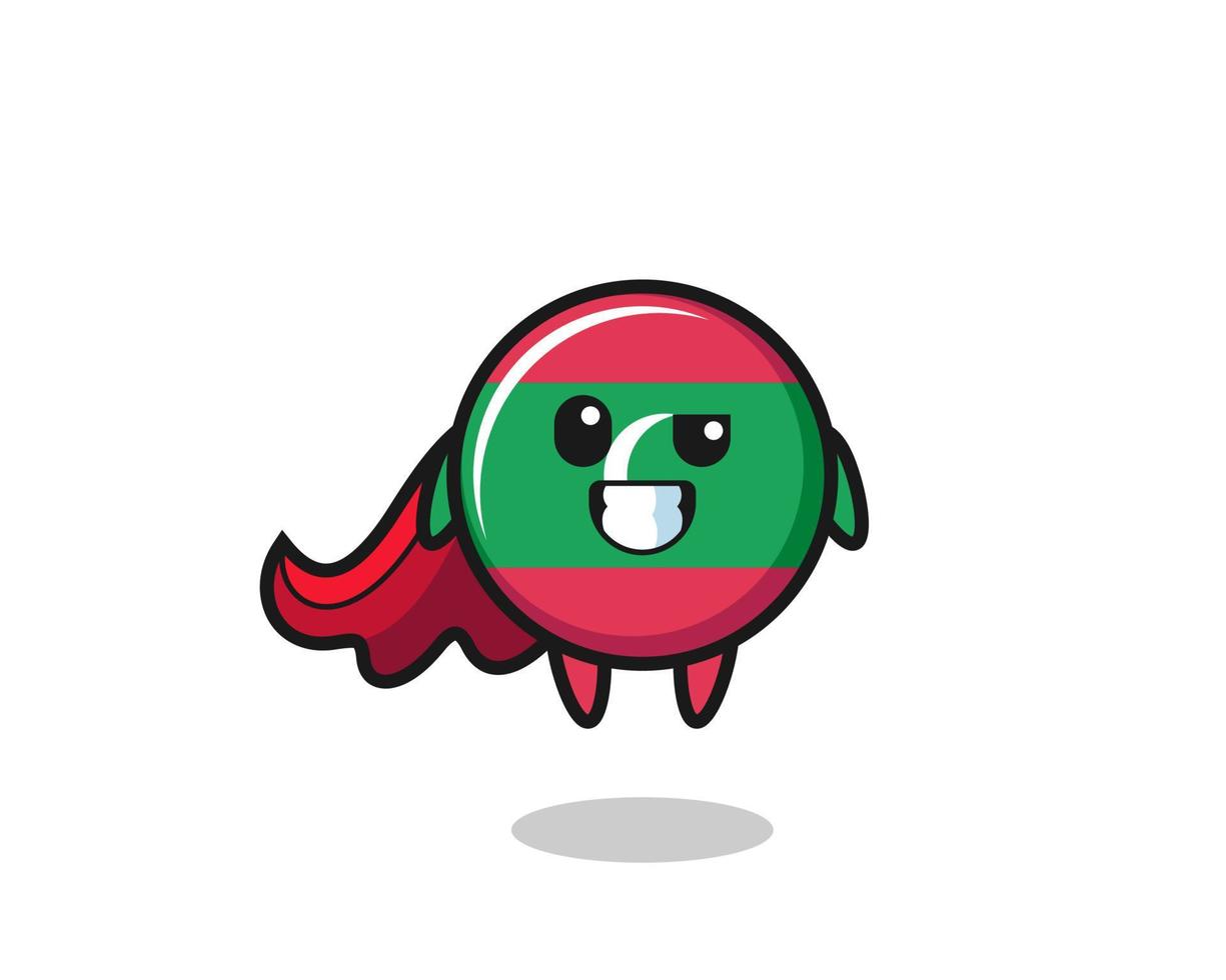 the cute maldives flag character as a flying superhero vector