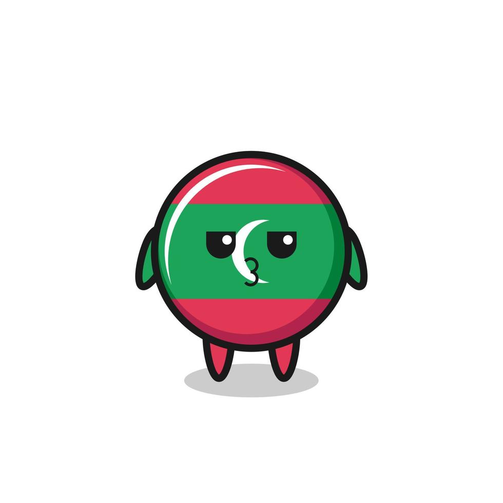 the bored expression of cute maldives flag characters vector