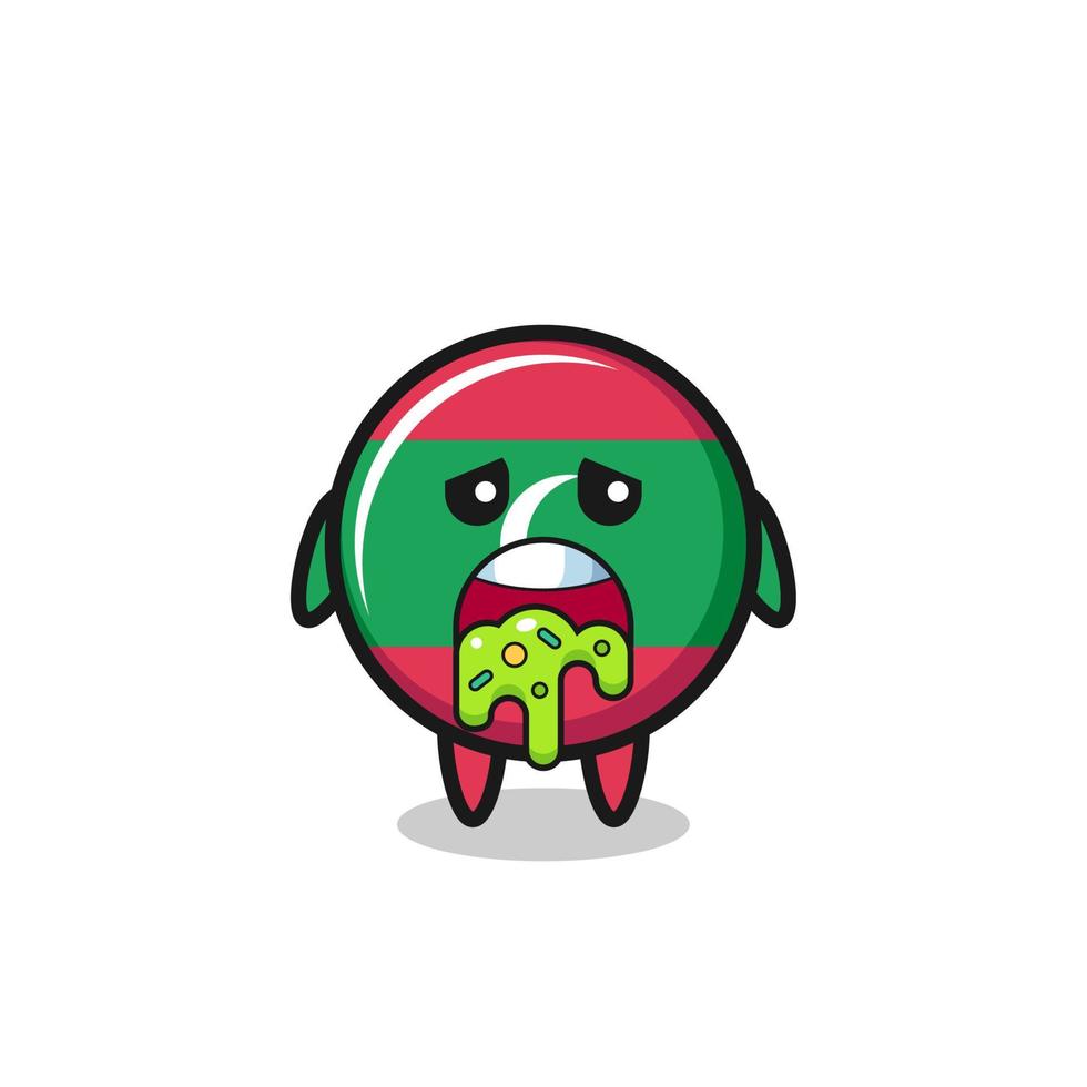 the cute maldives flag character with puke vector