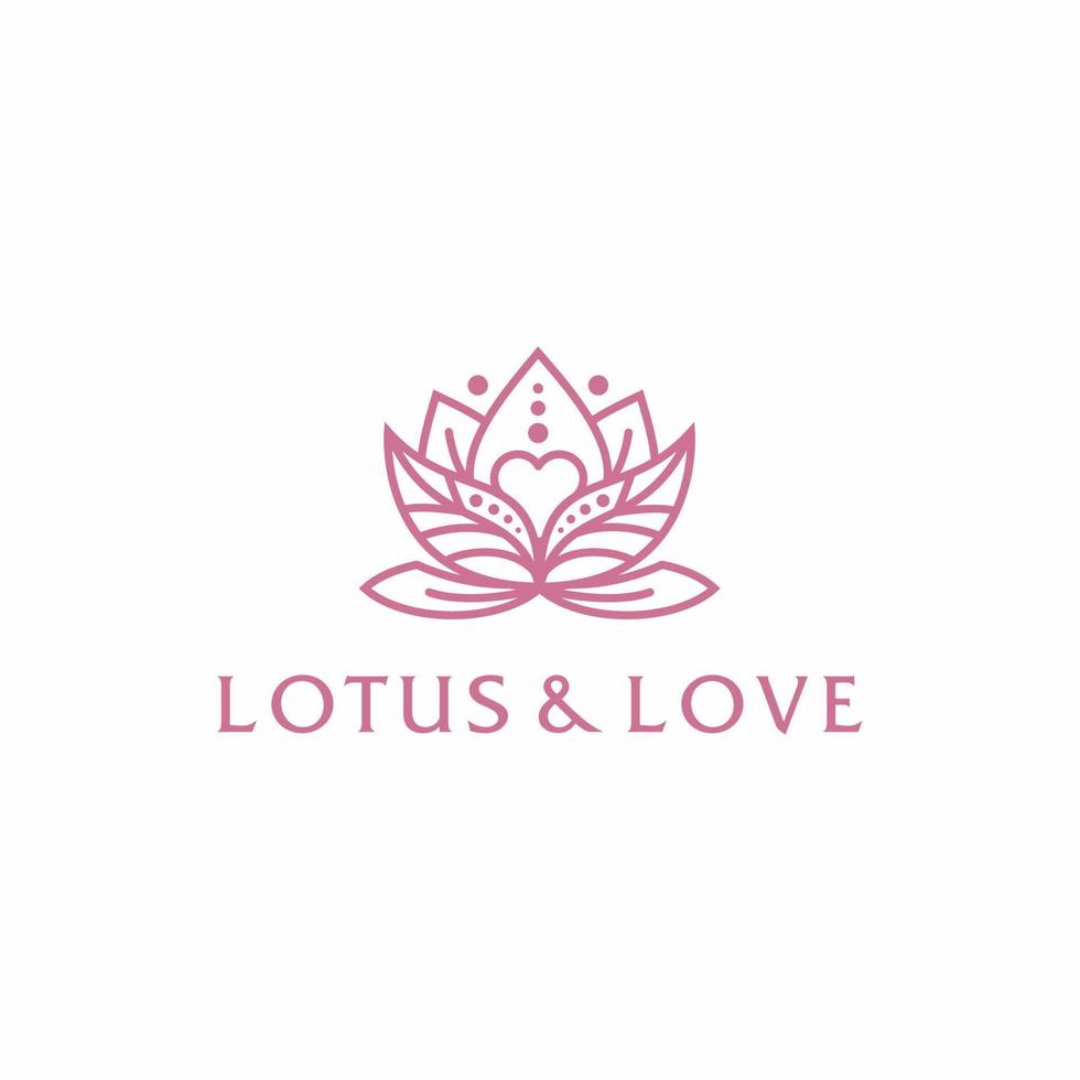 Lotus love beauty spa logo design Elegant flower vector