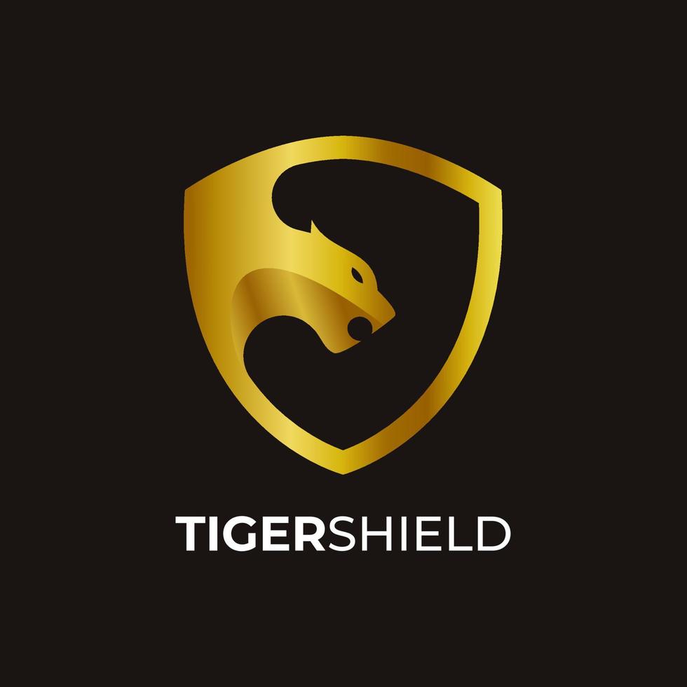 tigre con plantilla de logotipo de escudo vector
