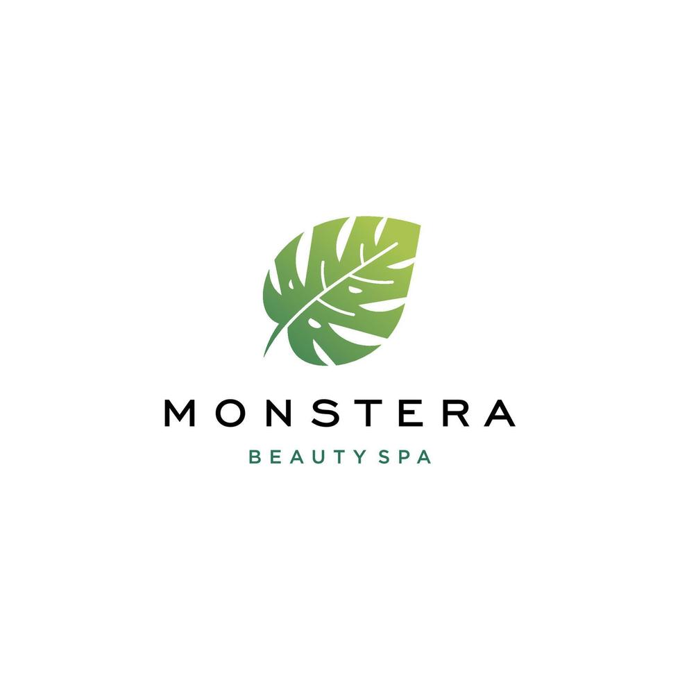 Tropical plant leaves logo. Monstera leaves logo design. Vector illustrations.