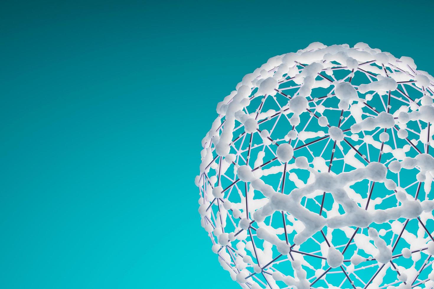 white circle art wireframe with snow on blue background photo