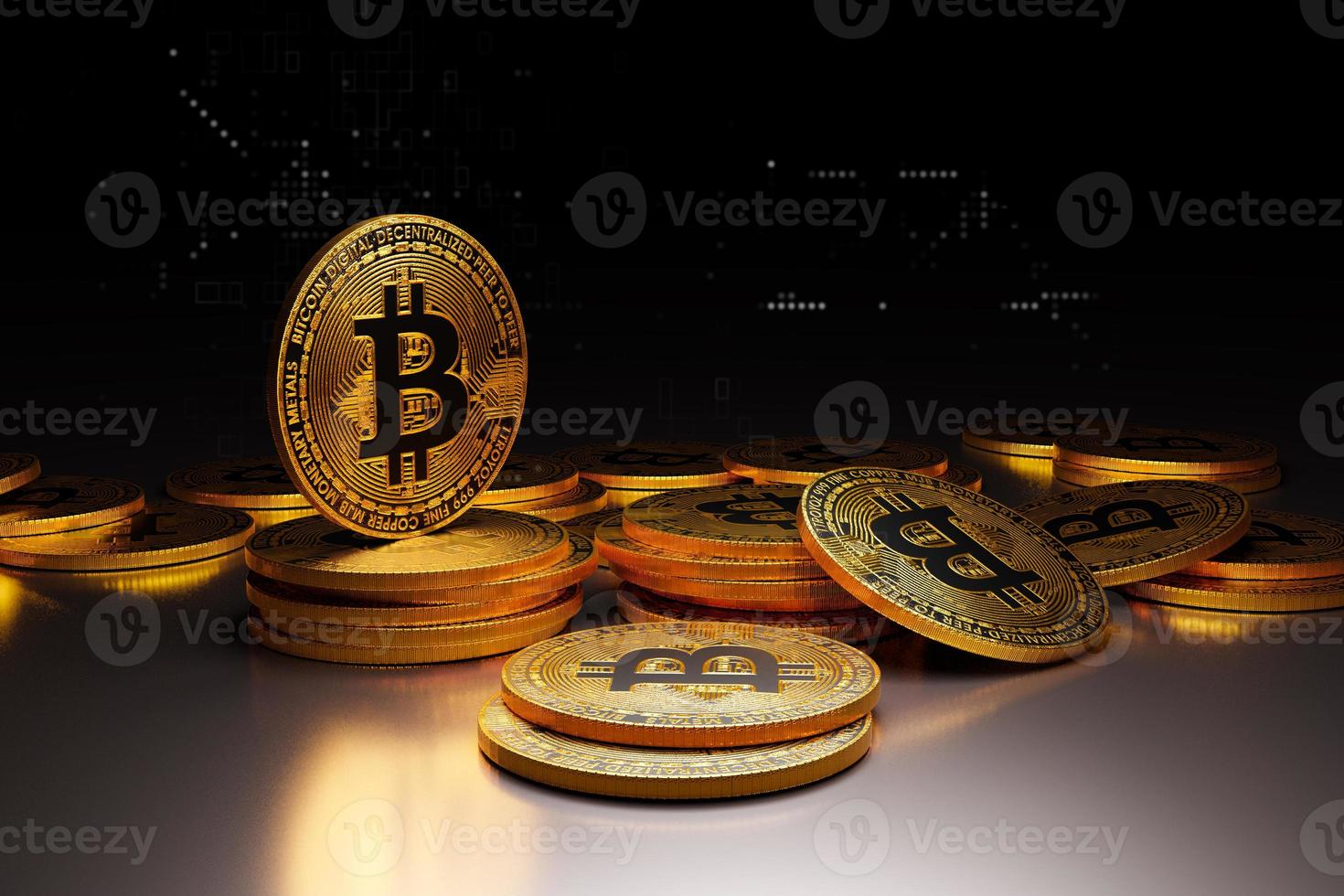 golden bitcoin  on dark background photo