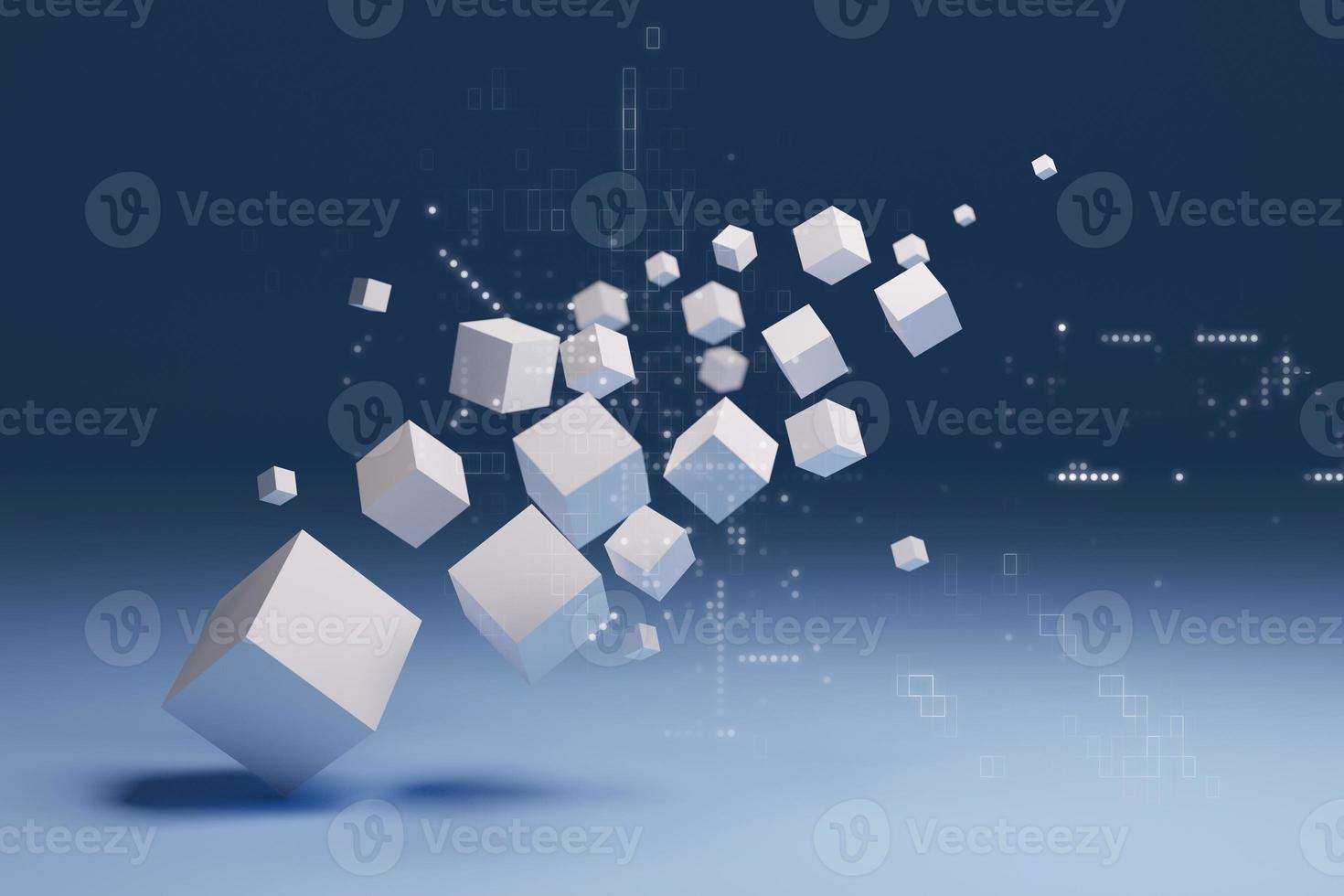 Abstract 3D cube, digital technology concept photo