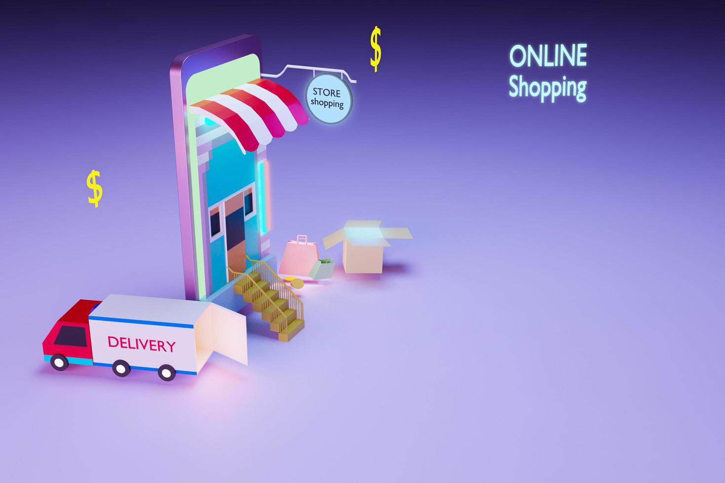 online shopping by smart phone, internet marketing concept photo