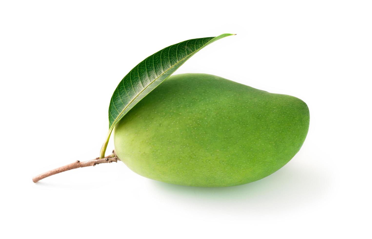 isolated green mango fruit on white photo