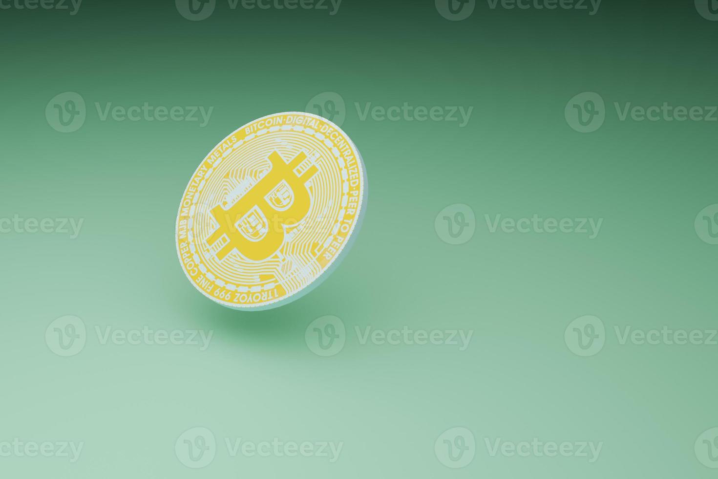 Minimal Bitcoin mining on green background photo