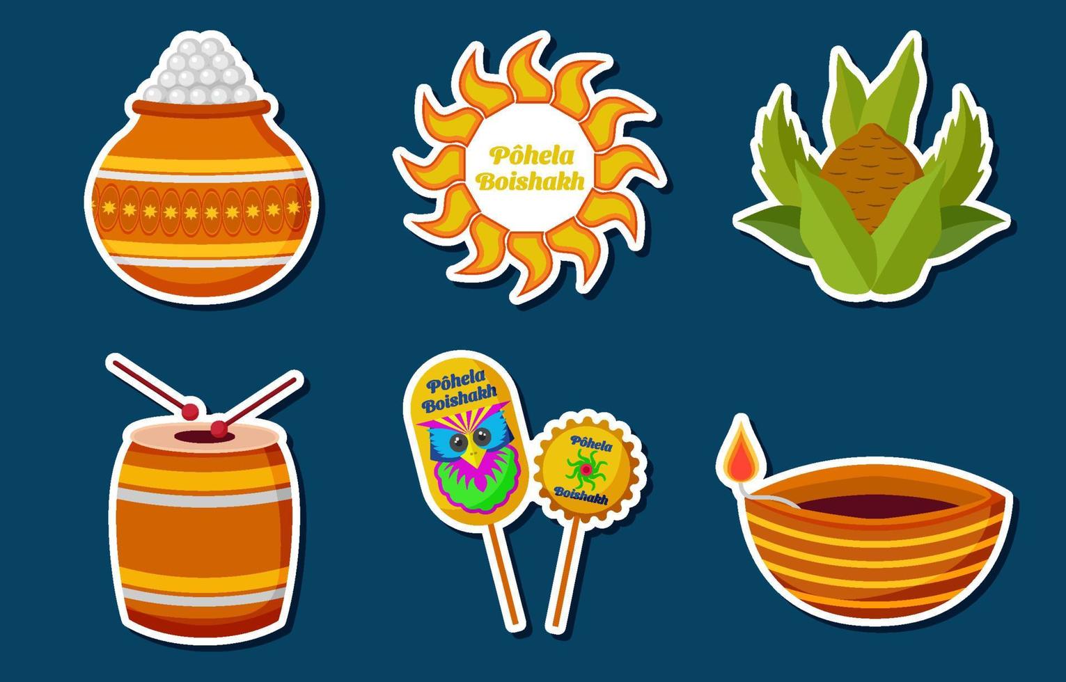 Pohela Boishakh Sticker Set vector