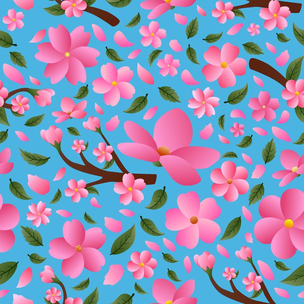 Cherry Blossom Seamless Pattern Background vector
